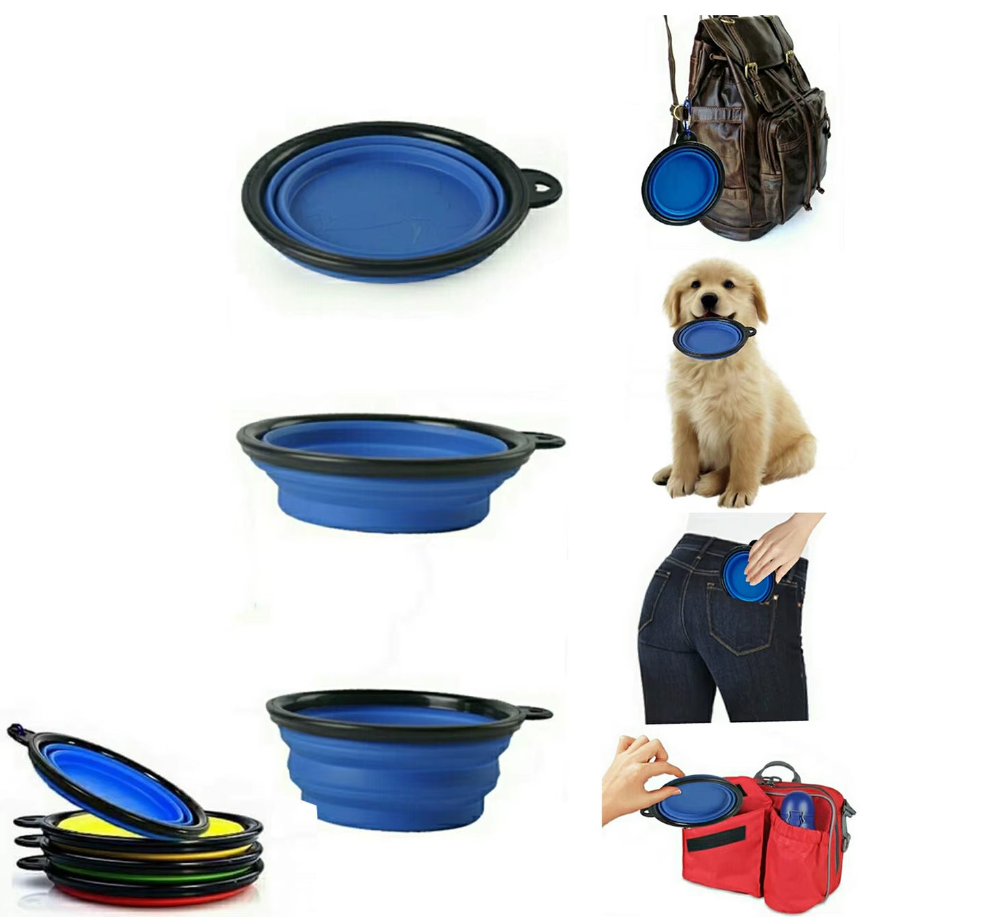 1PC Folding Silicone Dog Bowl Outfit Portable Travel Bowl for Dog Feeder Utensils Small Mudium Dog Bowls Pet Accessories