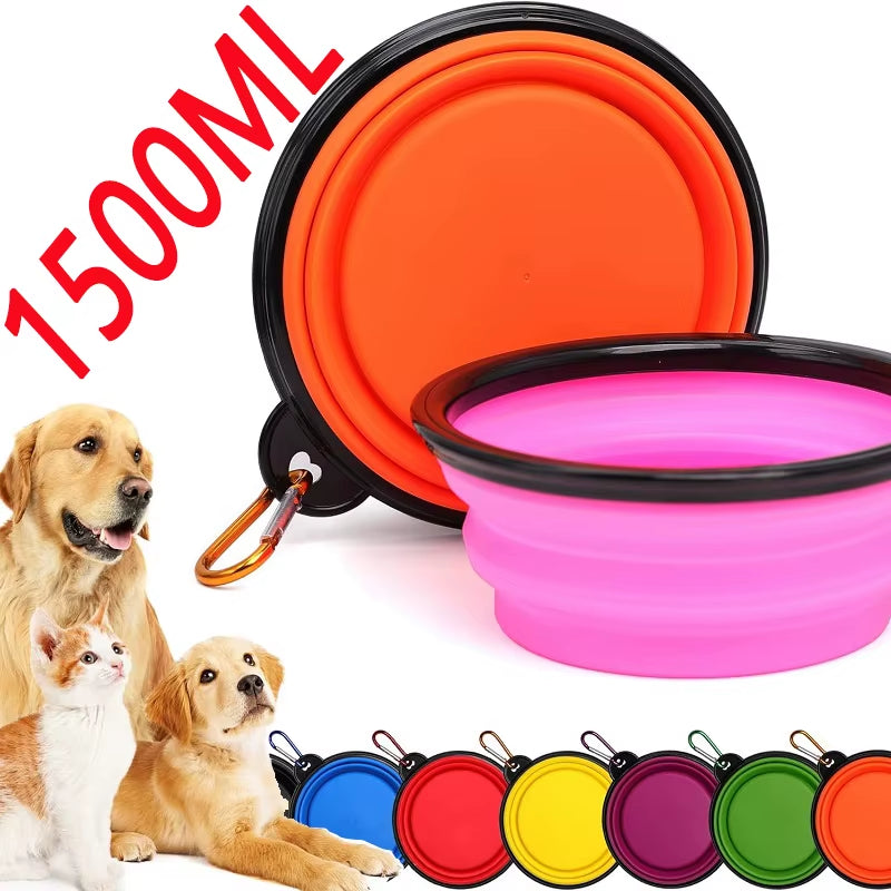 Pet Folding Silicone Bowl Large Outdoor Pet Travel Bowl Collapsible Dog Food Bowl Water Portable Puppy Food Container Feeder